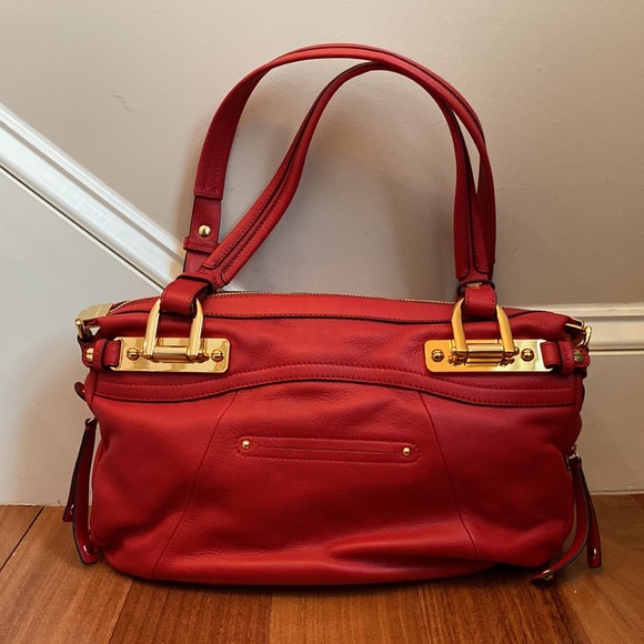 NWT B. Makowsky Red Leather Satchel - Picture 2 of 6
